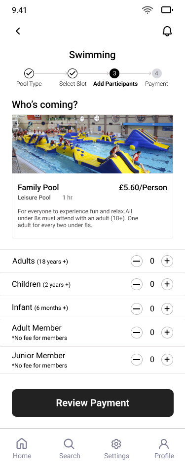 Leisure Centre - Add Member Screen Design