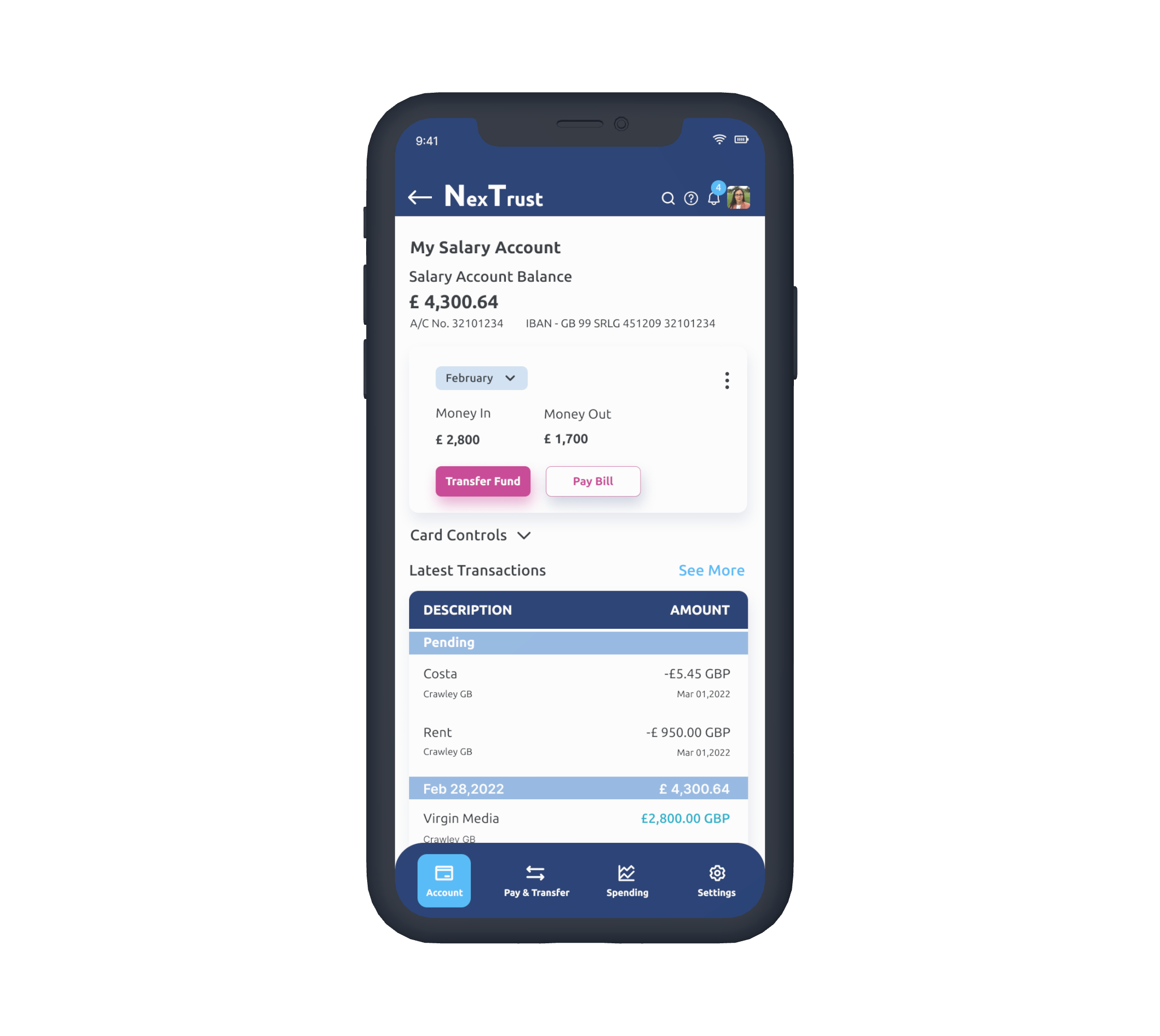 Mobile - Current Account Screen