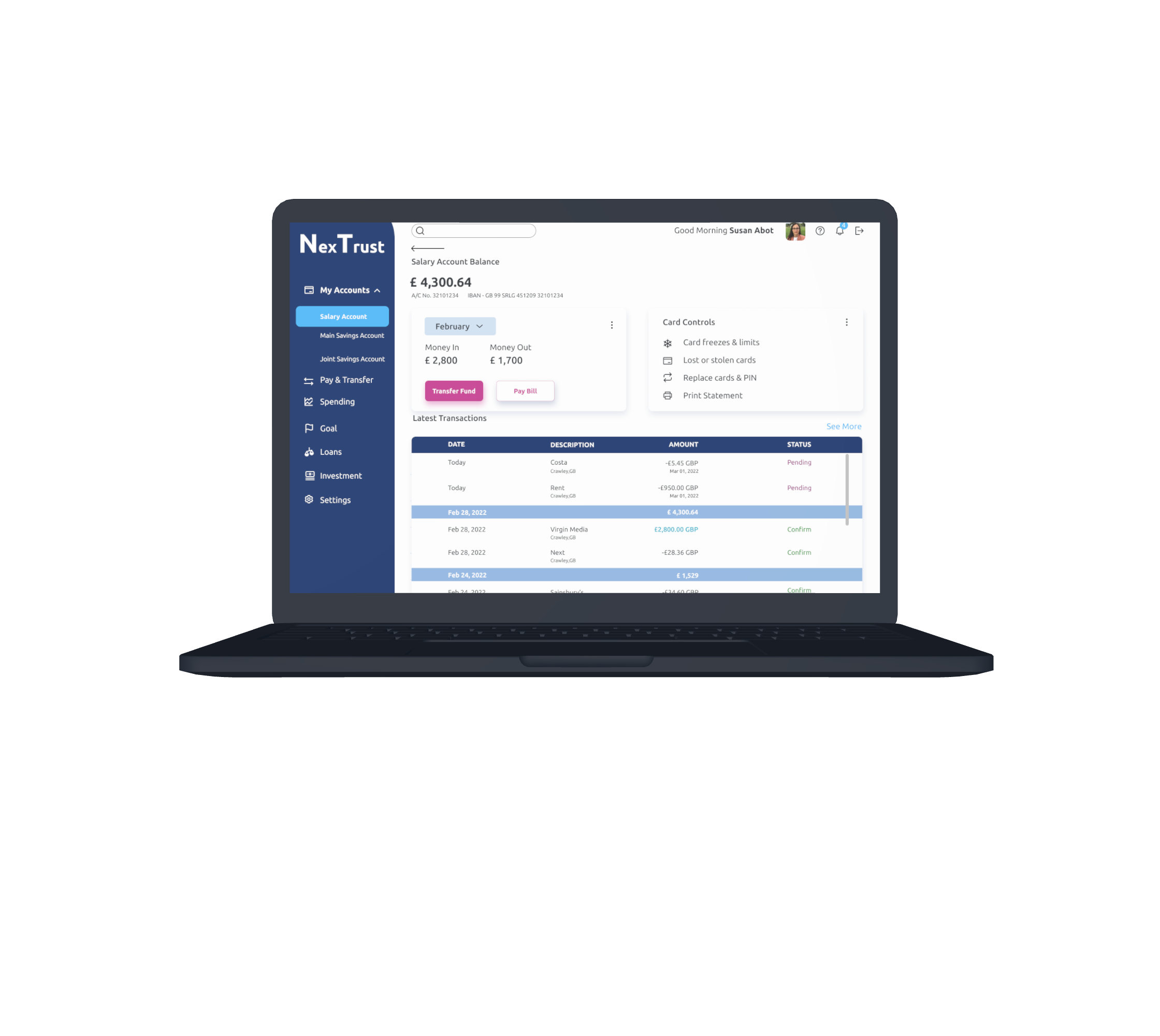 Desktop - Current Account Screen